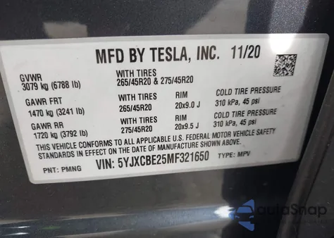 2021 Tesla Model X Long Range Dual Motor All-Wheel Drive/Long Range Plus Dual Motor All-Wheel Drive from USA, damaged, VIN 5YJXCBE25MF321650